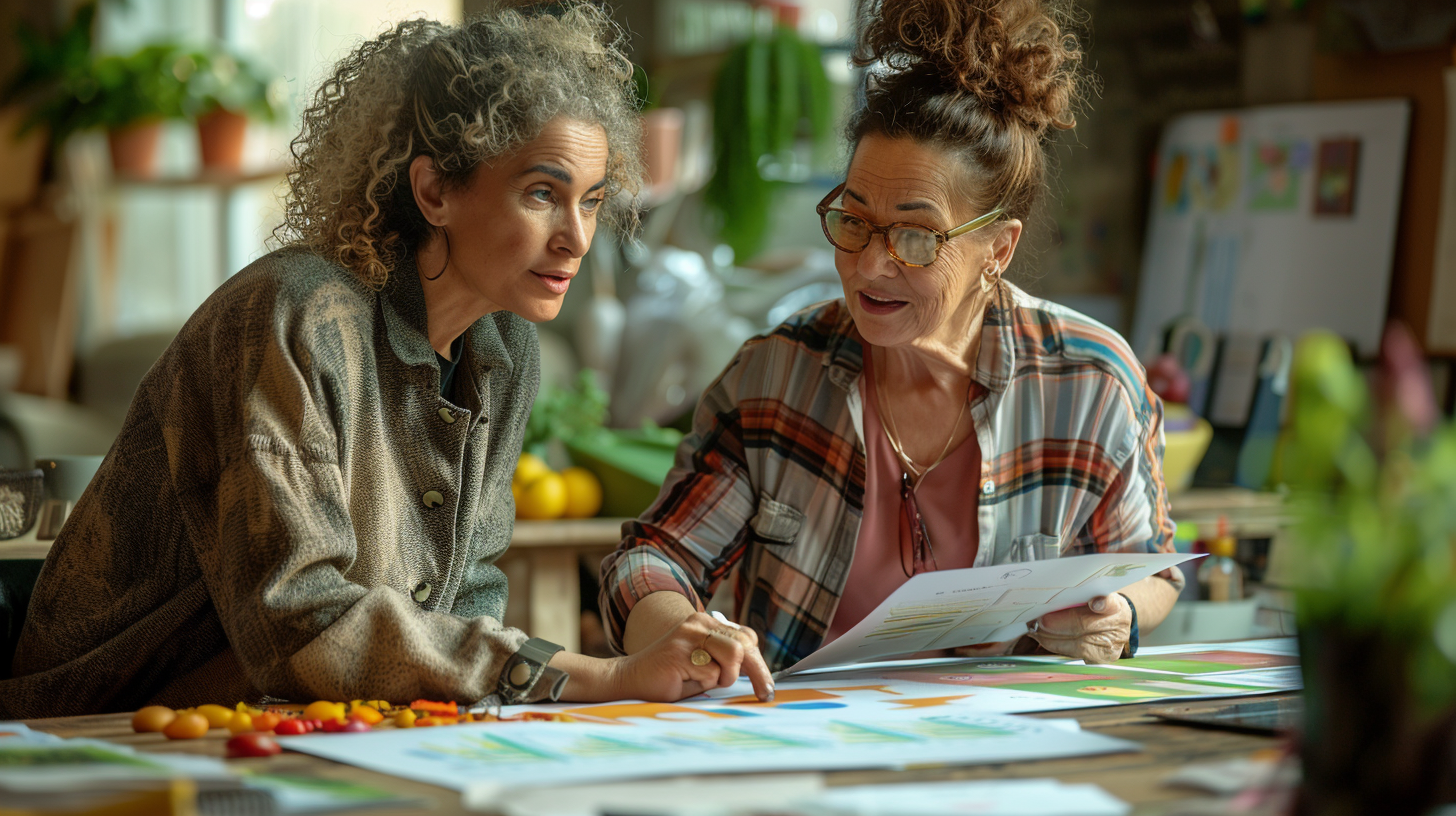 Възрастна двойка готви здравословна храна в кухнята си